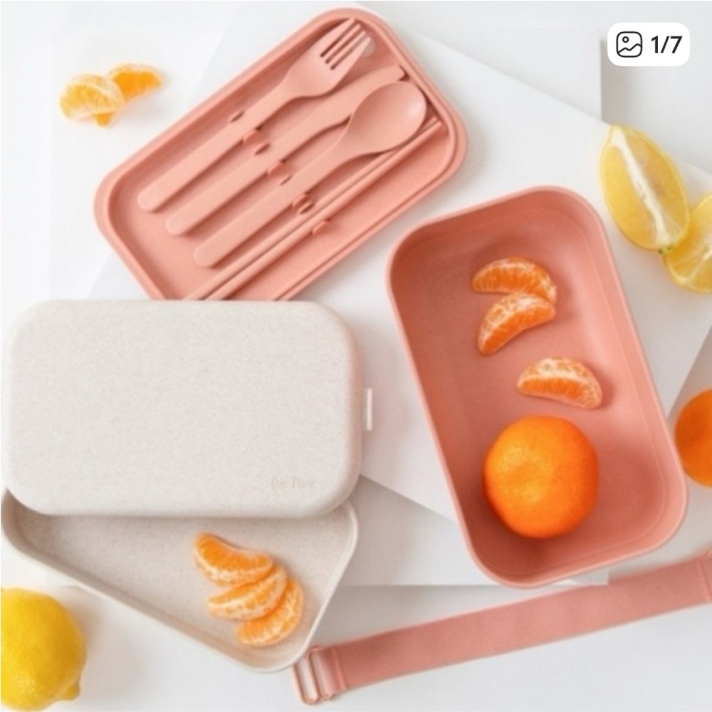Our Place Lunch Box with Cutlery Set - Dusty Pink & Cream